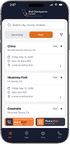 DUI Checkpoints Locator list view